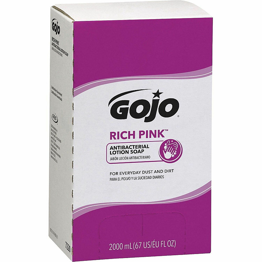 Gojo&reg; Rich Pink Antibacterial Lotion Soap Refill 2.11 quart - Soil Remover - Antibacterial - 1 Each (722004)