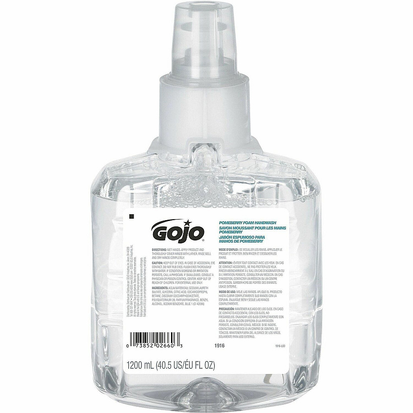Gojo&reg; LTX-12 Pomeberry Foam Handwash Refill Pomeberry Scent - 1.27 quart - Bottle Dispenser - Hand - Moisturizing - Light Blue - Bio-based, Rich Lather, Eco-friendly - 1 Each (191602)