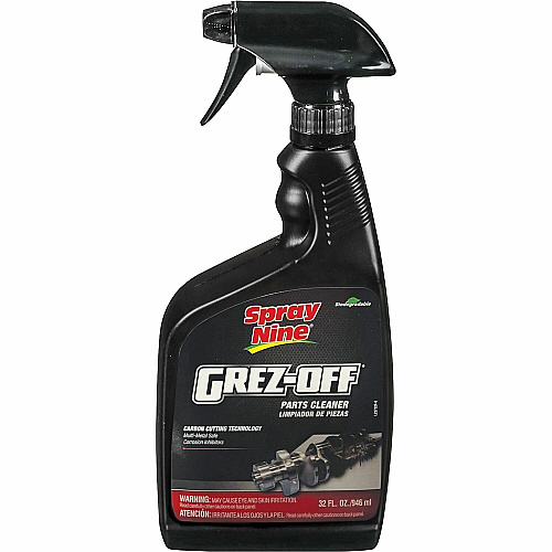 Spray Nine Grez-Off Parts Cleaner Degreaser For Tool, Floor, Wall, Stainless Steel, Chrome, Engine, Machinery, Workbench, Asphalt, Condenser Coil, Exhaust Hood - 32 fl oz (1 quart) - Recommended For: Grease Remover, Dirt Remover - Non-flammable, S (22732)