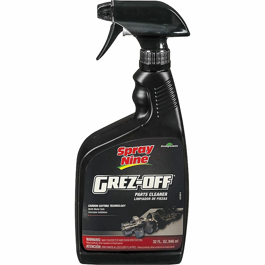 Spray Nine Grez-Off Parts Cleaner Degreaser For Tool, Floor, Wall, Stainless Steel, Chrome, Engine, Machinery, Workbench, Asphalt, Condenser Coil, Exhaust Hood - 32 fl oz (1 quart) - Recommended For: Grease Remover, Dirt Remover - Non-flammable, S (22732)