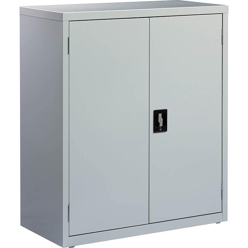 Lorell Fortress Series Storage Cabinet 36" Width x 18" Depth x 42" Height - 3 x Shelf(ves) - Recessed Locking Handle, Hinged Door, Durable, Sturdy, Adjustable Shelf - Light Gray - Powder Coated - Steel - Recycled - 1 Each (LLR41303)