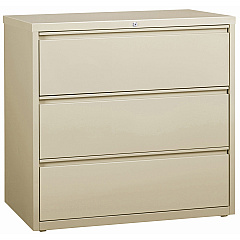 Lorell Fortress Series Lateral File 42" Width x 18.6" Depth x 40.3" Height - 3 x Drawer(s) for File - Letter, Legal, A4 - Lateral - Locking Drawer, Magnetic Label Holder, Ball-bearing Suspension, Leveling Glide - Putty - Steel - Recycled - 1 Ea (LLR88030)