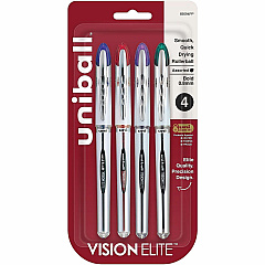 uni-ball uniball™ Vision Elite Rollerball Pen 0.8 mm Bold Pen Point - Refillable - Blue, Red, Green, Violet Ink - Pigment-based - 4 / Pack (69094PP) uni-ball uniball™ Vision Elite Rollerball Pen 0.8 mm Bold Pen Point - Refillable - Blue, Red, Green, Violet Ink - Pigment-based - 4 / Pack (69094PP)