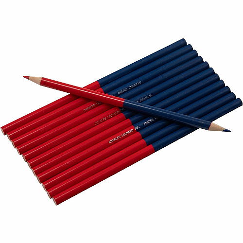 Charles Leonard Checking Pencils Red, Blue Lead - 12 / Box (65045)