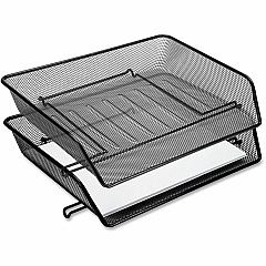 Lorell Side-loading Mesh Document Tray 3" Height x 14.25" Width x 10.75" Depth - Stackable - Powder Coated - Black - Steel - 1 Set (LLR84154) Lorell Side-loading Mesh Document Tray 3" Height x 14.25" Width x 10.75" Depth - Stackable - Powder Coated - Black - Steel - 1 Set (LLR84154)