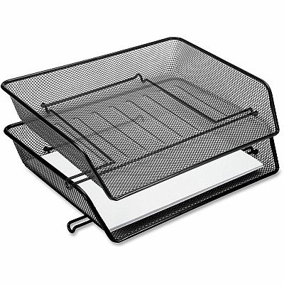 Lorell Side-loading Mesh Document Tray 3" Height x 14.25" Width x 10.75" Depth - Stackable - Powder Coated - Black - Steel - 1 Set (LLR84154)