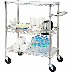 Lorell 3-Tier Rolling Cart 99 lb Load Capacity - 4 Casters - Steel - 18" Width x 30" Depth x 40" Height - Chrome - 1 Each (LLR84858) Lorell 3-Tier Rolling Cart 99 lb Load Capacity - 4 Casters - Steel - 18" Width x 30" Depth x 40" Height - Chrome - 1 Each (LLR84858)