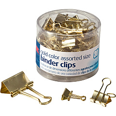Officemate Assorted Size Binder Clips Gold - Metal - 30 / Pack (31022)