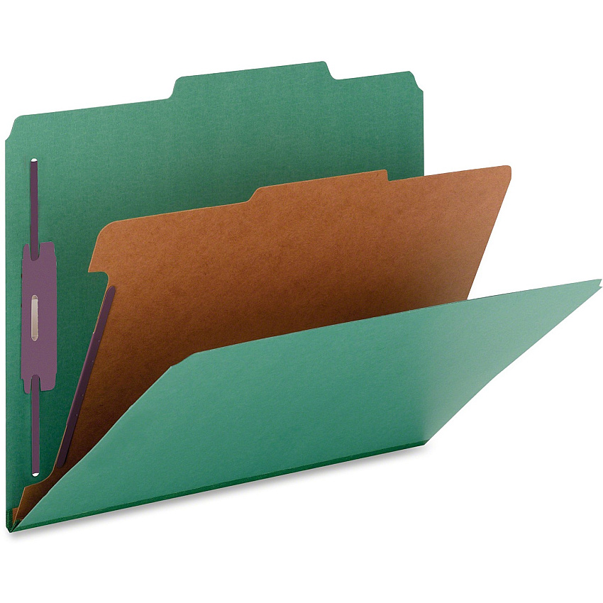 Nature Saver 2/5 Tab Cut Legal Recycled Classification Folder 8 1/2" x 14" - 2" for Folder, 2" Fastener Capacity, 2" Fastener Capacity - Top Tab Location - Right of Center Tab Position - 1 Divider - 25 pt. - Green - Durable, Eco-friendly - 100%  (SP17222)