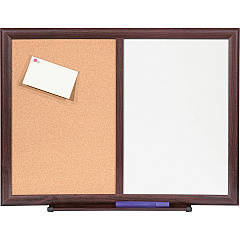 Lorell Combo Dry-Erase/Cork Board 24" (2 ft) Width x 18" (1.5 ft) Height - Melamine Surface - Mahogany Wood Frame - 1 Each (LLR84270)