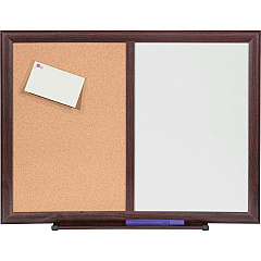 Lorell Combo Dry-Erase/Cork Board 36" (3 ft) Width x 48" (4 ft) Height - Melamine Surface - Mahogany Wood Frame - 1 Each (LLR84171)