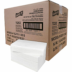 Genuine Joe Embossed Dinner Napkins 2 Ply - 1/8 Fold - 17" Width x 15" Length - White - 100/Pack - 30 / Carton (GJO11253) Genuine Joe Embossed Dinner Napkins 2 Ply - 1/8 Fold - 17" Width x 15" Length - White - 100/Pack - 30 / Carton (GJO11253)