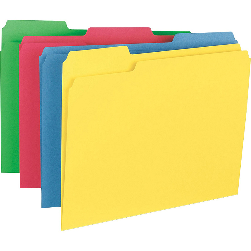 Business Source 1/3 Tab Cut Letter Recycled Top Tab File Folder 8 1/2" x 11" - Top Tab Location - Assorted Tab Position - 14 pt. - 1 Plys - Assorted - Heavyweight, Durable, Sturdy - 10% Recycled - 50 / Box (BSN16517)