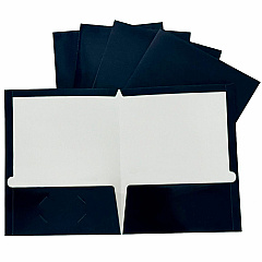 Business Source Letter Pocket Folder 8 1/2" x 11" - 100 Sheets Capacity - 2 Internal Pocket - Card Paper - Navy - Durable, Laminated, Die-cut - 25 / Box (BSN44430)