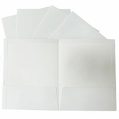 Business Source Letter Pocket Folder 8 1/2" x 11" - 100 Sheets Capacity - 2 Internal Pocket - White - Laminated, Durable, Die-cut - 25 / Box (BSN44424)