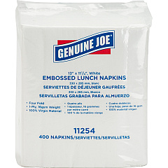 Genuine Joe Lunch Napkins 1 Ply - Quarter-fold - 13" Width x 11.25" Length - White - 400 / Pack (GJO11254)