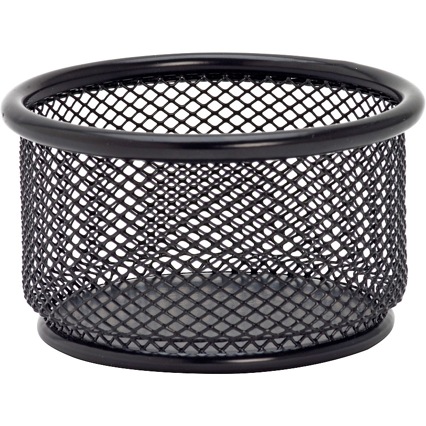 Lorell Mesh Wire Pencil Cup Holder 3.8" Height x 2.1" Width - Steel - Black - Rubber Feet - 1 Each (LLR84150)
