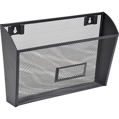 Lorell Mesh Wire Wall Pocket 6.62" Height x 12.62" Width x 4.75" Depth - Black - 1 Each (LLR84144)