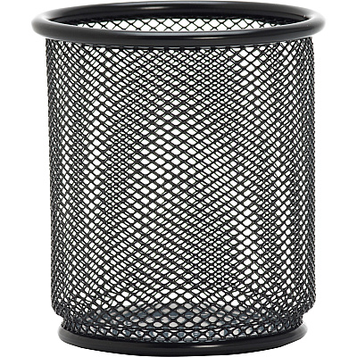 Lorell Mesh Wire Pencil Cup Holder 3.5" Height x 3.9" Width - Steel - Black - 1 Each (LLR84149)