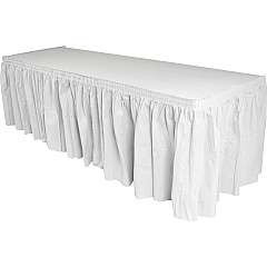 Genuine Joe Nonwoven Table Skirts 14 ft Length x 29" Width - Adhesive Backing - Polyester - White - 1 Each (GJO11915) Genuine Joe Nonwoven Table Skirts 14 ft Length x 29" Width - Adhesive Backing - Polyester - White - 1 Each (GJO11915)