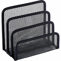 Lorell Mesh Vertical Desktop File Sorter 4 Divider(s) - 5.63" Height x 5.25" Width x 3.13" Depth - Black - Steel - 1 Each (LLR84153)