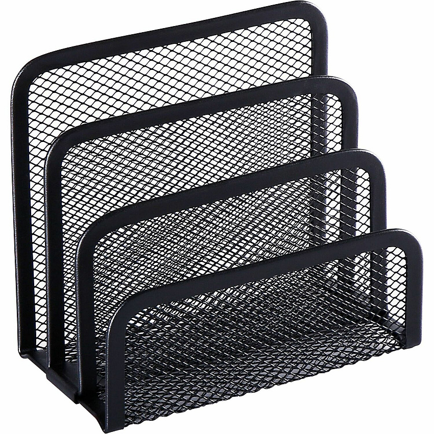 Lorell Mesh Vertical Desktop File Sorter 4 Divider(s) - 5.63" Height x 5.25" Width x 3.13" Depth - Black - Steel - 1 Each (LLR84153)