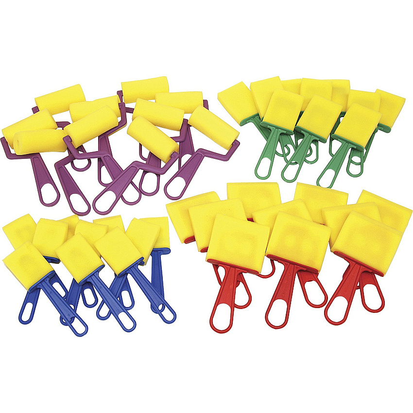 Creativity Street Foam Brushes/Rollers Classroom Pack Plastic Handle - 40 / Set (5212)