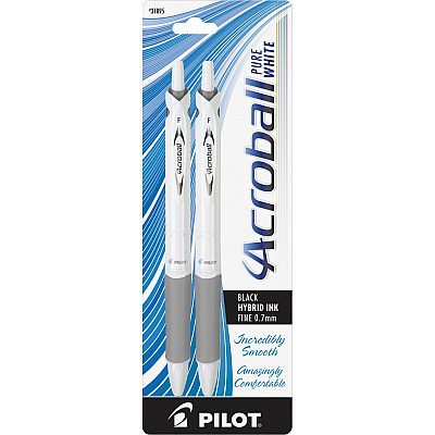Pilot .7mm Retractable Pens 0.7 mm Fine Pen Point - Refillable - Retractable - Black Ink - Advanced Ink - White Barrel - 2 / Pack (31895)