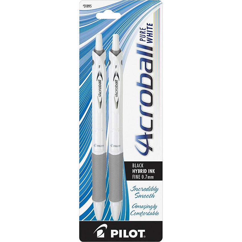 Pilot .7mm Retractable Pens 0.7 mm Fine Pen Point - Refillable - Retractable - Black Ink - Advanced Ink - White Barrel - 2 / Pack (31895)