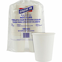 Genuine Joe 8 oz Disposable Hot Cups 8 fl oz - White - Polyurethane - Beverage, Hot Drink - 50 / Pack (GJO19045) Genuine Joe 8 oz Disposable Hot Cups 8 fl oz - White - Polyurethane - Beverage, Hot Drink - 50 / Pack (GJO19045)