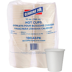 Genuine Joe 10 oz Disposable Hot Cups 10 fl oz - White - Polyurethane - Beverage, Hot Drink - 50 / Pack (GJO19046)
