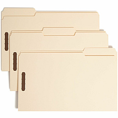 Smead 1/3 Tab Cut Legal Recycled Fastener Folder 8 1/2" x 14" - 2 x 2K Fastener - Top Tab Location - Assorted Tab Position - 18 pt. - 1 Plys - Manila - 10% Recycled - 50 / Box (19600)