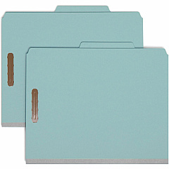 Smead 2/5 Tab Cut Letter Recycled Classification Folder 8 1/2" x 11" - 3" Expansion - 2 x 2K Fastener - Top Tab Location - Right of Center Tab Position - 3 Divider - 25 pt. - Blue - Eco-friendly, Durable, Tear Resistant - 100% Recycled - 10 / Box (14090)