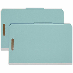 Smead 2/5 Tab Cut Legal Recycled Classification Folder 8 1/2" x 14" - 3" Expansion - 2 x 2K Fastener - Top Tab Location - Right of Center Tab Position - 3 Divider - 25 pt. - Pressboard - Blue - Eco-friendly, Durable - 100% Recycled - 10 / Box (19090)