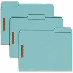 Smead 1/3 Tab Cut Letter Recycled Fastener Folder 8 1/2" x 11" - 125 Sheets Capacity - 1" Expansion - 2 x 2K Fastener - Assorted Tab Position - 1 Plys - Pressboard - Blue - Eco-friendly, Heavy Duty, Dye-free - 100% Recycled - 25 / Box (15000)