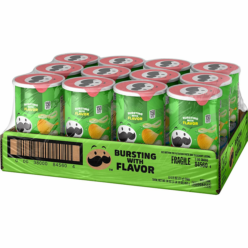 Pringles Keebler Sour Cream & Onion Potato Crisps Sour Cream, Onion - 1 Serving Can - 2.50 oz Can - 12 / Carton (84560)