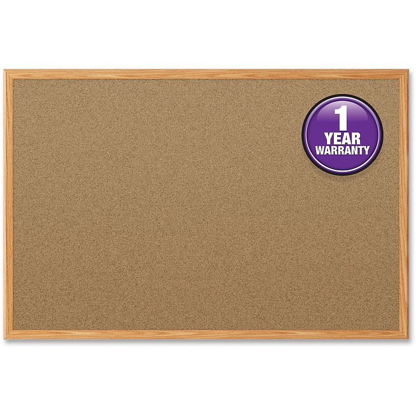 Mead Classic Cork Bulletin Board 36" Board Height x 24" Board Width - Natural Cork Surface - Self-healing - Oak Aluminum Frame - 1 Each (85366)