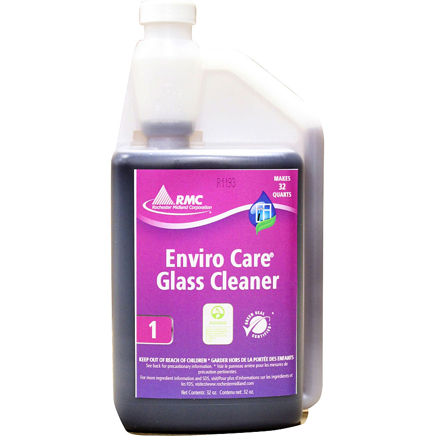 Rochester Midland RMC Enviro Care Glass Cleaner For Multipurpose - Concentrate - 32 fl oz (1 quart) - Streak-free, Alcohol-free, Ammonia-free, Dilutable - Purple - 1 Each (12001014)
