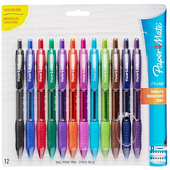 Paper Mate Profile Ballpoint Pen 1.4 mm Bold Pen Point - Refillable - Retractable - Black, Blue, Green, Brown, Lime, Magenta, Navy, Orange, Purple, Turquoise, Violet Ink - Turquoise Barrel - 12 / Pack (1788863)