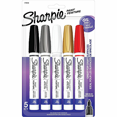 Sharpie Oil-Based Paint Marker - Medium Point Assorted Ink - Oil Based - 5 / Pack (1770458)