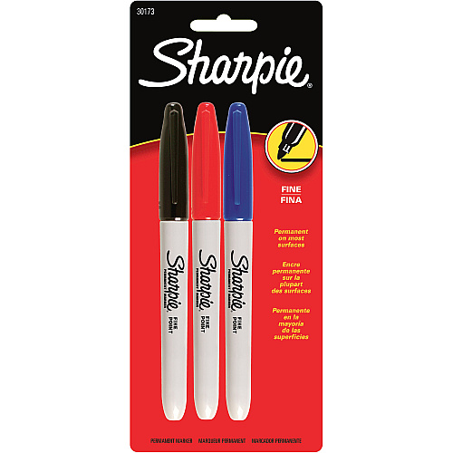 Sharpie Fine Point Permanent Marker Assorted Ink - Alcohol Based - 3 / Pack (30173PP)