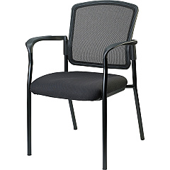 Lorell Mesh Back Stackable Guest Chair Black Seat Color - Fabric Seat Material - Black Frame Color - Steel Frame Material - Black - Armrest - 1 Each (LLR23100)