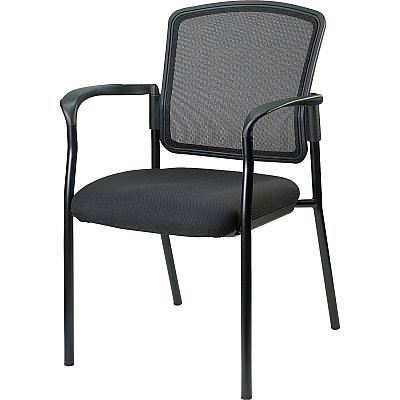 Lorell Mesh Back Stackable Guest Chair Black Seat Color - Fabric Seat Material - Black Frame Color - Steel Frame Material - Black - Armrest - 1 Each (LLR23100)