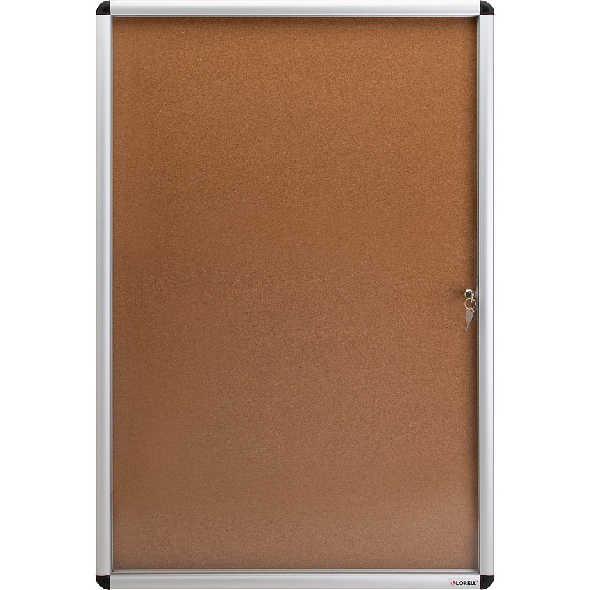 Lorell Enclosed Cork Bulletin Board 36" Board Height x 24" Board Width - Natural Cork Surface - Lock, Resilient, Durable, Self-healing - Aluminum Frame - 1 Each (LLR42706)