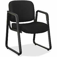 Lorell Deluxe Guest Seating Standard Guest Chair with Arms Black Seat Color - Fabric, Plywood Seat Material - Black Back Color - Fabric, Plywood Back Material - Metal Frame Material - Sled Base - Black - 1 Each (LLR84576)