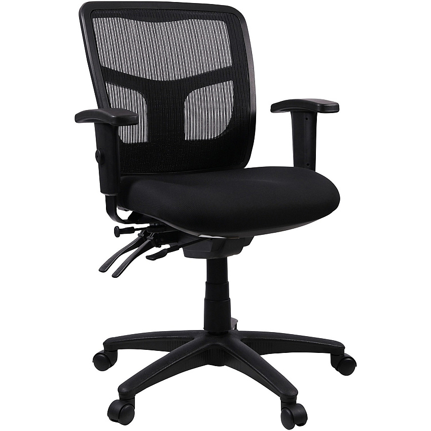 Lorell Ergomesh Swivel Mesh Mid-back Office Chair Black Seat Color - Fabric Seat Material - Black Back Color - Black Frame Color - 5-star Base - Black - 1 Each (LLR86802)