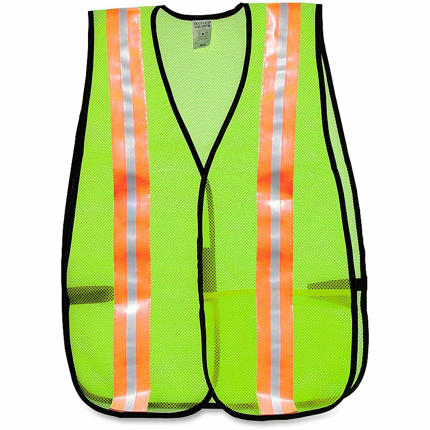 MCR Safety Mesh General Purpose Safety Vest Visibility Protection - Mesh - Lime - Reflective Strip, Lightweight - 1 Each (81008)