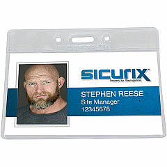 SICURIX Badge Holder Horizontal - 2.5" Height x 3.5" Width - Vinyl - Clear - 50 / Pack (67815)
