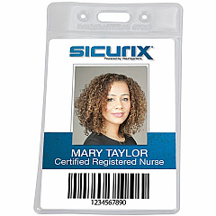 SICURIX Badge Holder Horizontal - 3.5" Height x 2.5" Width - Vinyl - Clear - 50 / Pack (67825)