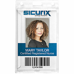 SICURIX Badge Holder Support 2.50" x 3.50" Media - Vertical - Polycarbonate - Clear - Thumb Cut - 25 / Pack (68140)